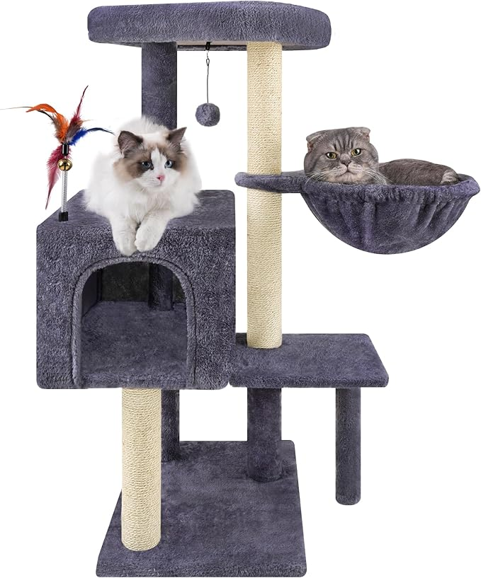 Multifunction Cat Tree with Cozy Hammock & Hanging Ball